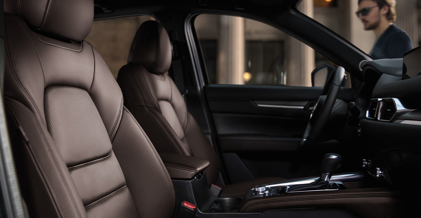 Front Interior of 2020 Mazda CX-5 with leather seats | DELLA Mazda in Queensbury, NY