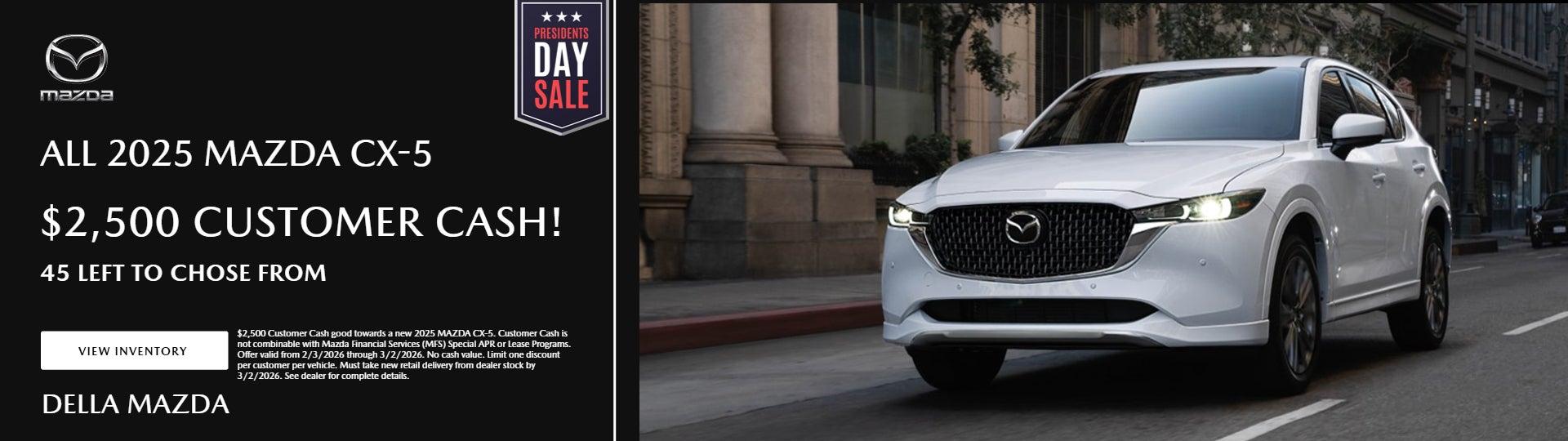 2025 Mazda CX-5 $2,500 Customer Cash